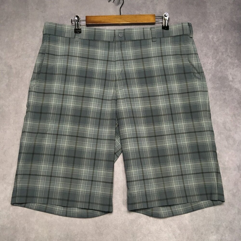Nike Golf Mens Tour Performance Plaid Shorts size 36‎ Gray Flat Front Stretch